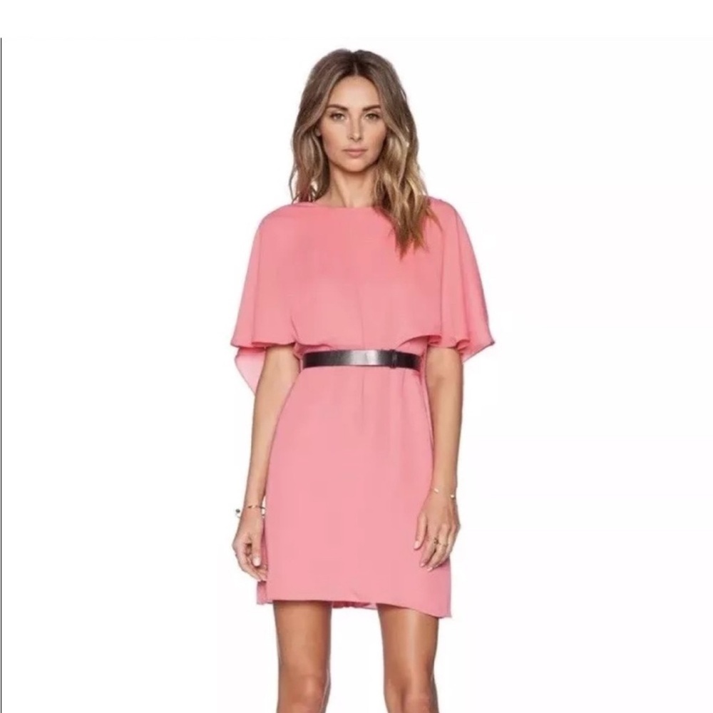 Halston Heritage Coral Capelet Dress w/o Belt Size 0